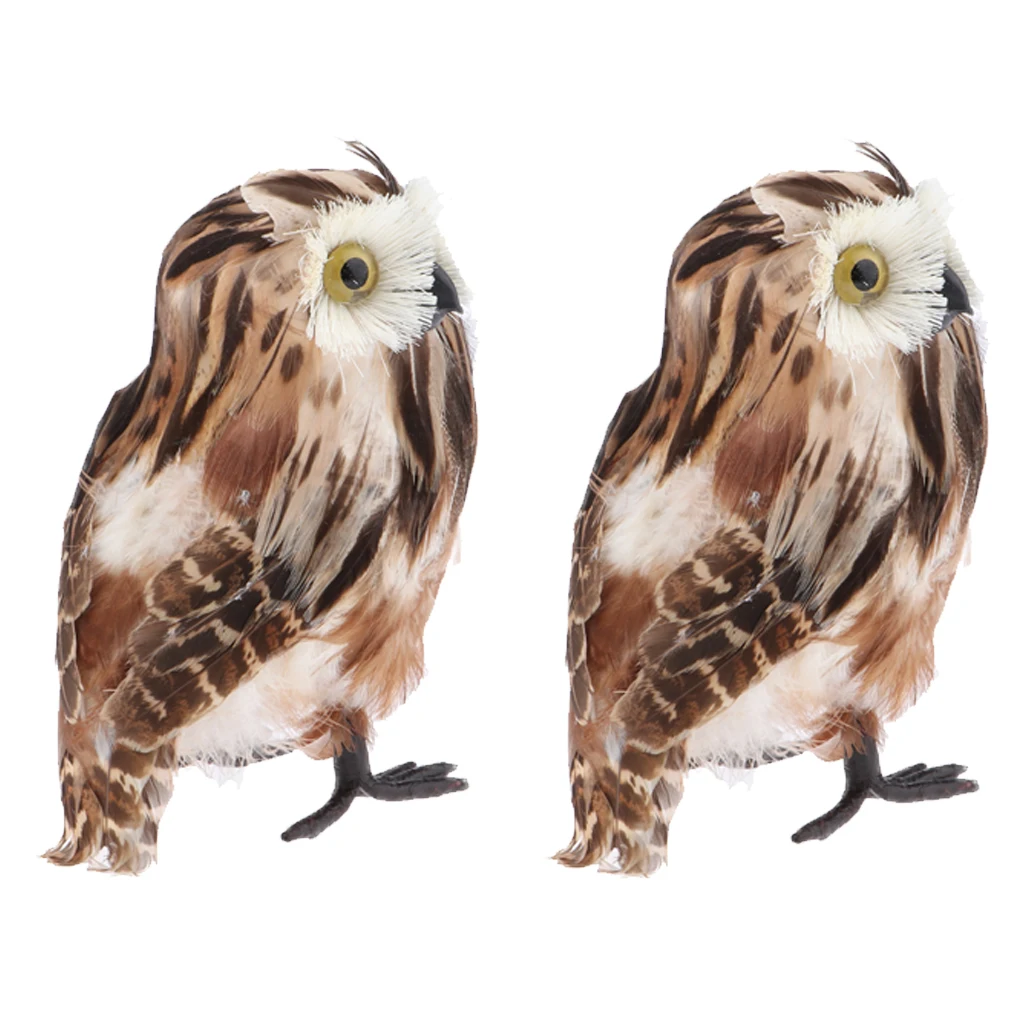 Набор из 2 искусственных коричневых совок пушистое реалистичное украшение стола