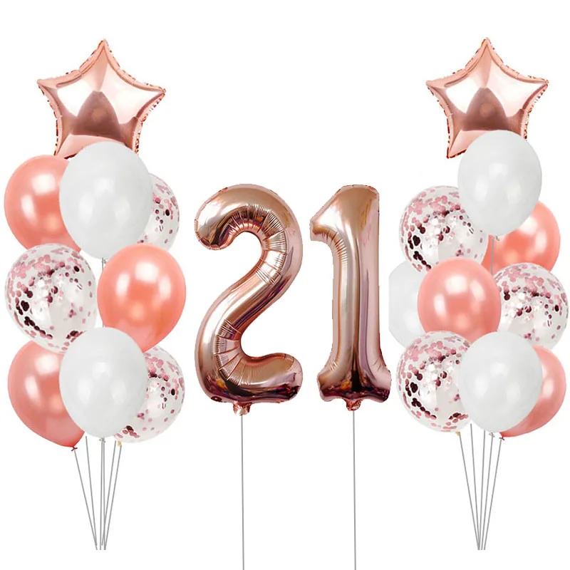 21 Розовое золото, От 1 до 6 лет воздушные шары на день рождения, украшения для вечеринки на день рождения, для детей и взрослых, 1st 2nd, 18, 21, 30, 40, 50, 60, товары для дня рождения - Цвет: 21