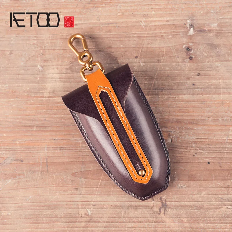 Кожаная сумка для ключей AETOO Kraft мужская кожаная оригинальная ручная ретро