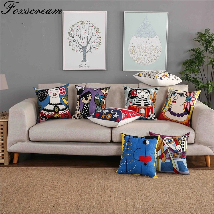 Embroideried Cushion Cover Home Decor Embroidery Canvas Cotton Square Throw Pillows | Дом и сад