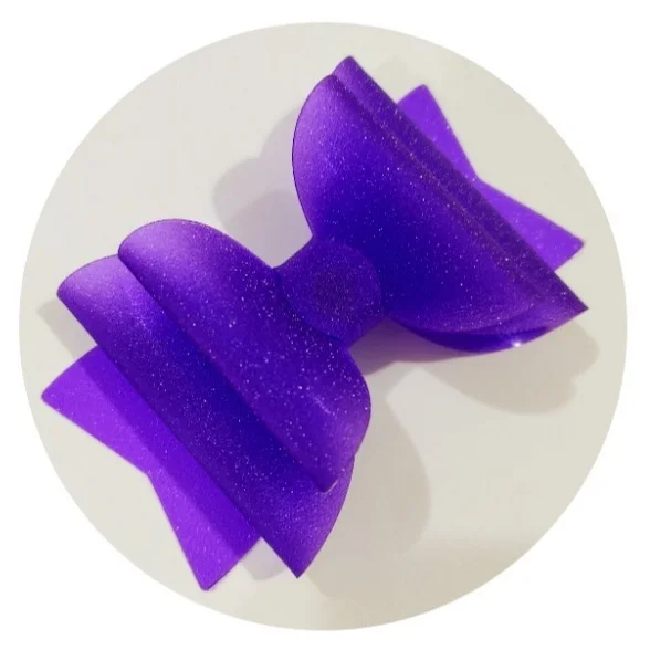 purple 3,5 дюймов водонепроницаемый принцесса заколки желе банты, заколки для волос Танцевальная вечеринка бант заколка для волос матовый текстурированный блеск банты - Цвет: purple