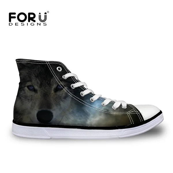 FORUDESIGNS/классный волк; мужские вулканизированные туфли; высокие мужские повседневные парусиновые туфли для подростков; мужская обувь на плоской подошве на шнуровке - Цвет: H1677AK