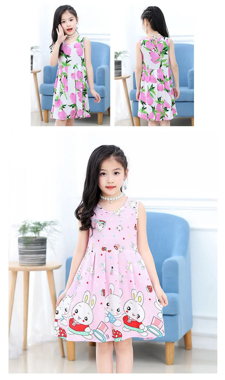 Disney princess Children's summer nightdress Minnie cotton dress cartoon robes sleepwear girl home clothing Mickey mouse pajama