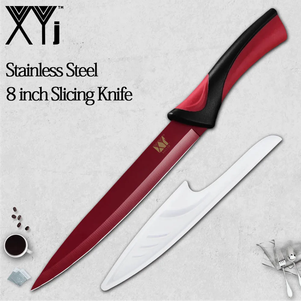 E.slicing knife XYj кухонный нож из нержавеющей стали 7Cr17, красочное острое лезвие, удобная ручка, инструмент для приготовления пищи, точилка, держатель для ножей - Цвет: E.slicing knife