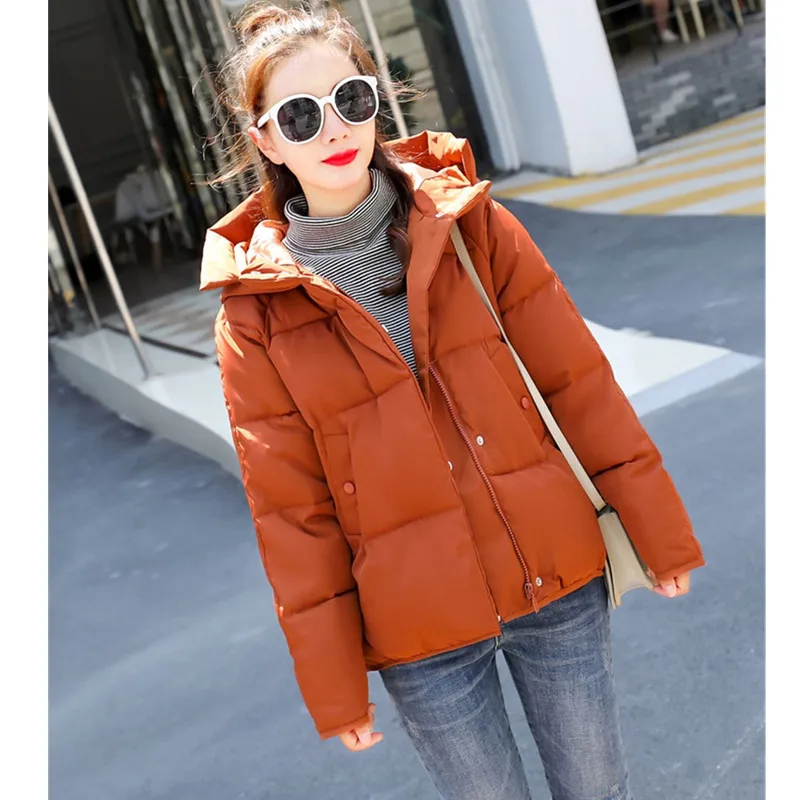 

Warm Thicken jacket 2020 Winter Fashion Down cotton Women Short Coat Loose Outerwear Solid Tops Casual Women Jacket Hooded Coats