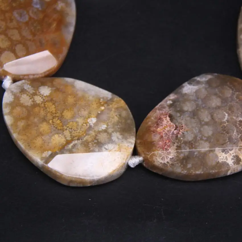 7-8PCS/strand Large Size Faceted Yellow Coral Jades Slab Nugget Beads Chrysanthemum Stone Agates Slice Pendants Jewelry Making | Украшения