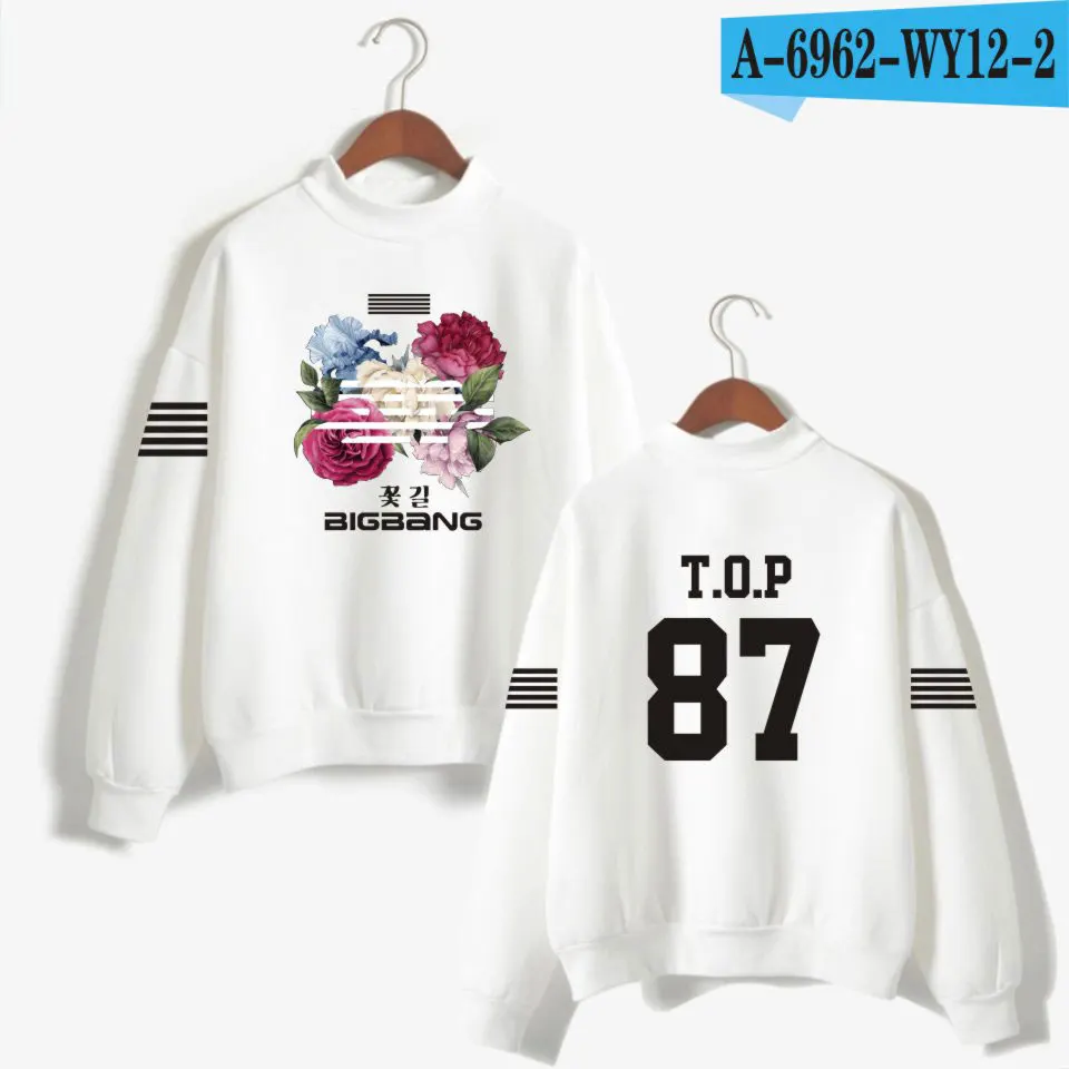 White Kpop K-pop Корейская толстовка Bigbang Flower Road толстовка женская мода Bigbang Женские вентиляторы водолазка монолитная толстовка одежда - Цвет: White