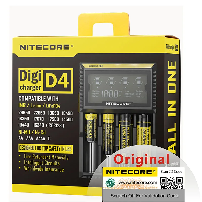 Зарядное устройство Nitecore D4 18650 с ЖК экраном для зарядного устройства IMR Li Ion LiFePO4 Ni