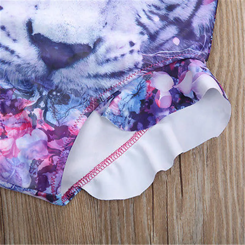 2016 сексуальные детские милые тигровые танкини для девочек Купальники Цельный