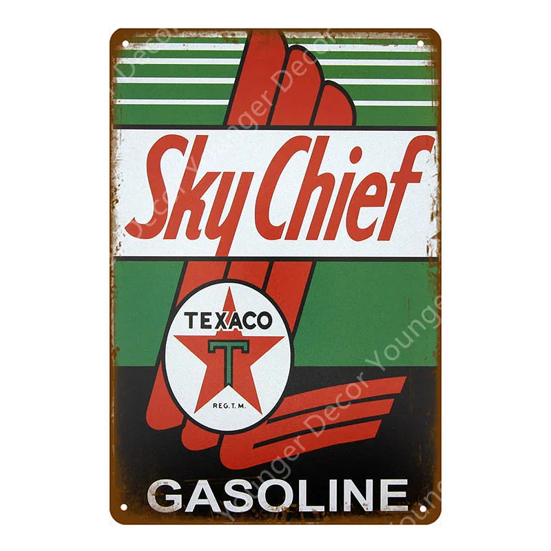 YD4418F Винтажный Тексако двигательные масляные знаки Sky Chief Mobil Castrol BP металлический плакат настенная художественная живопись плита гараж газо-бензиновый Декор - Цвет: YD4418F