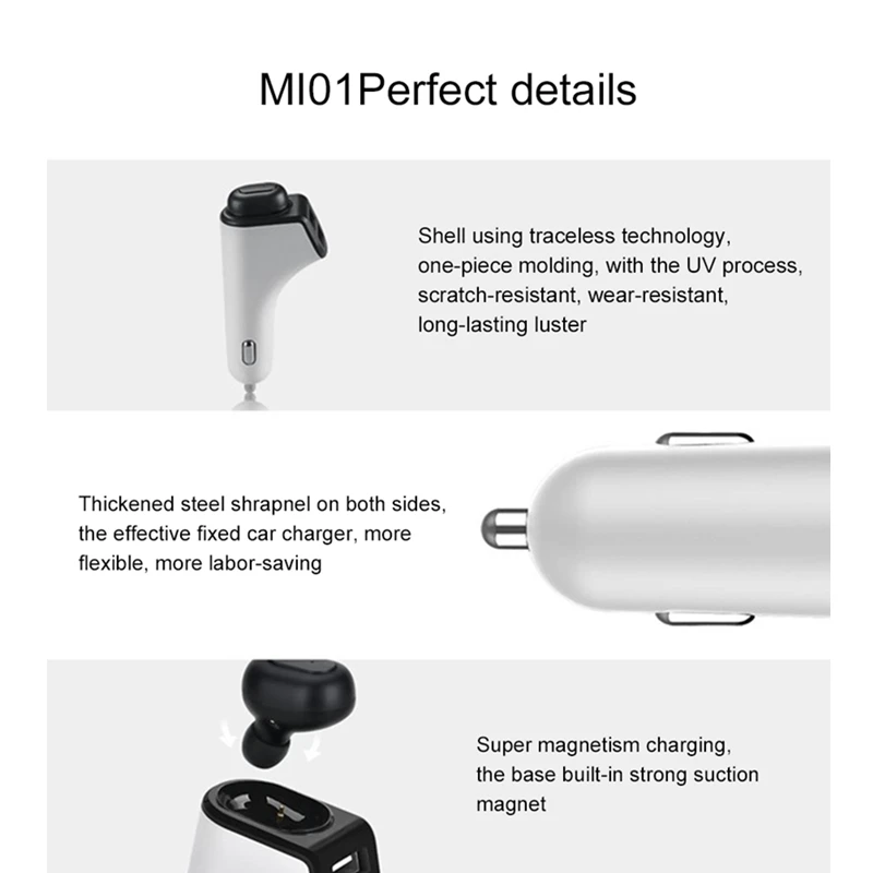 MI01 Беспроводной гарнитура Bluetooth Dual USB Автомобильное Зарядное устройство 5 В 2.1A