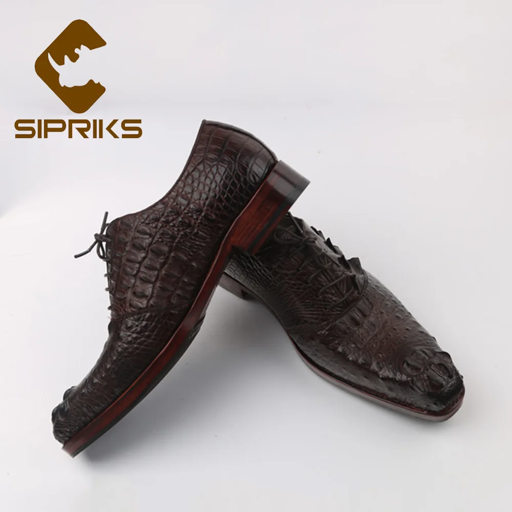 Sipriks мужские импортные настоящие крокодиловые кожаные черные оксфорды