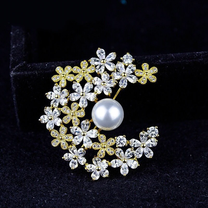 MxGxFam жемчужные броши для женщин многоцветные AAA + фианиты 18 k желтого золота