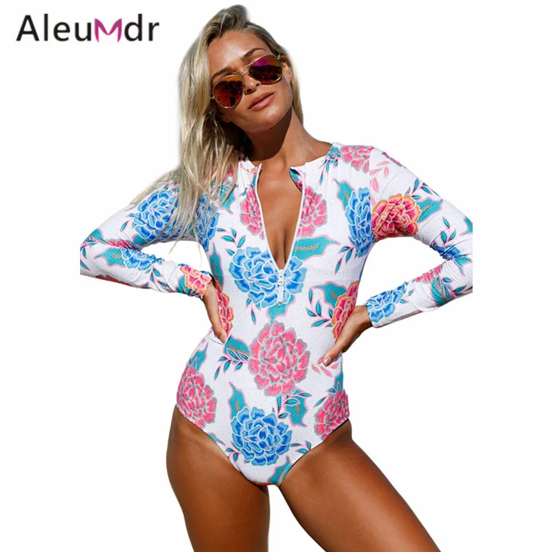 Aleumdr купальный костюм для женщин спортивный летний купальник с принтом на молнии