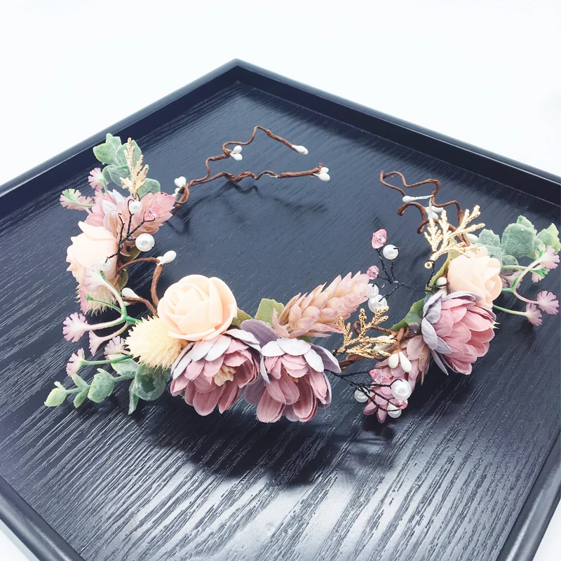 Праздничная Цветочная корона для невесты свадебные аксессуары волос женская