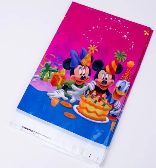 1 table cloth Счастливый день рождения Микки Дисней бэби Шауэр для мальчика свадебный фестиваль вечерние украшения набор баннер салфетки стакан с соломинкой пластины поставщик - Цвет: 1 table cloth