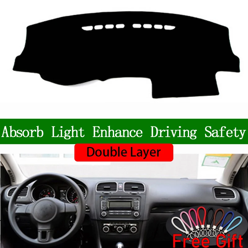 

Double Layer Car Stickers For Volkswagen golf 6 2010 2011 2012 Dashboard Cover Car Accessories Interior Anti-UV Car Decals