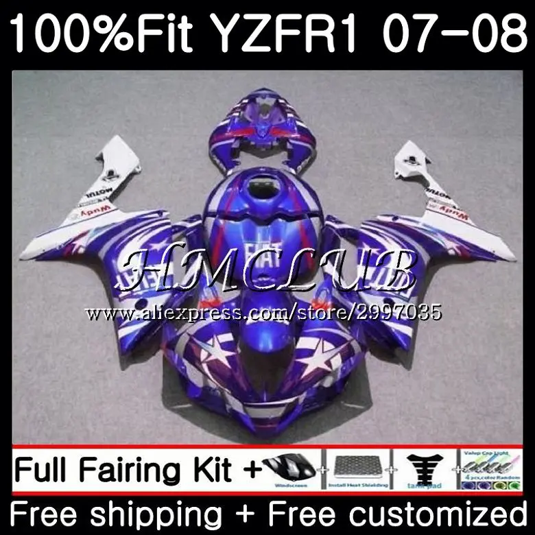 

Корпус инжектора для YAMAHA YZF R 1 YZF 1000 YZF R1 2007 2008 11HC18 YZF1000 YZF-1000 YZF-R1 новый синий YZFR1 07 08 комплект обтекателей