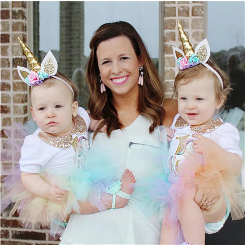 Лидер продаж цвета: золотистый серебристый Единорог рога торт Топпер детский