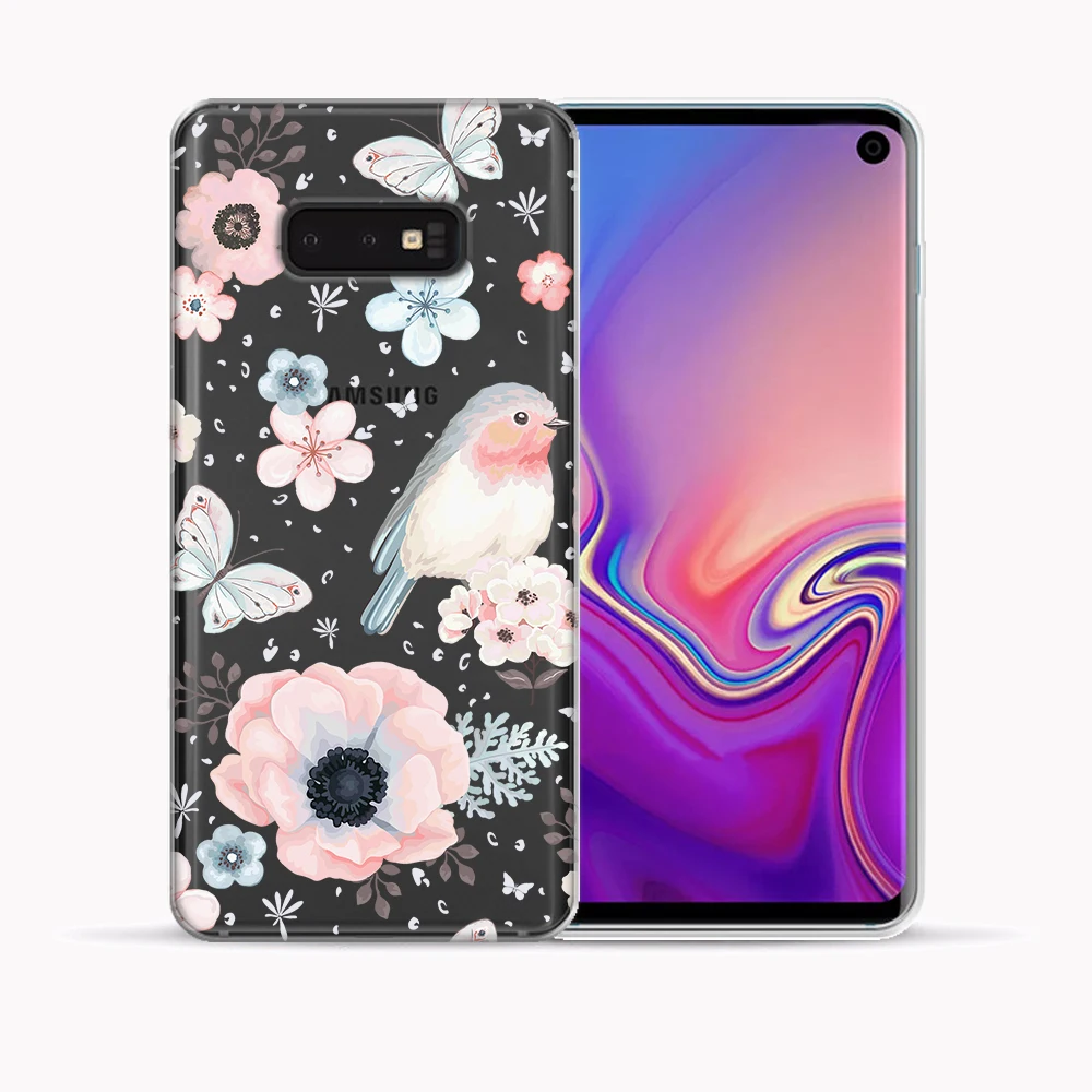 Мягкий ТПУ чехол для Samsung Galaxy S10 Plus E с цветочным узором A10 A30 A50 M10 M20 M30 силиконовая