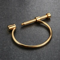 3 colors classic shackle screw golden bracelets bangles for women fashion silver color big steel bangles women birthday gift