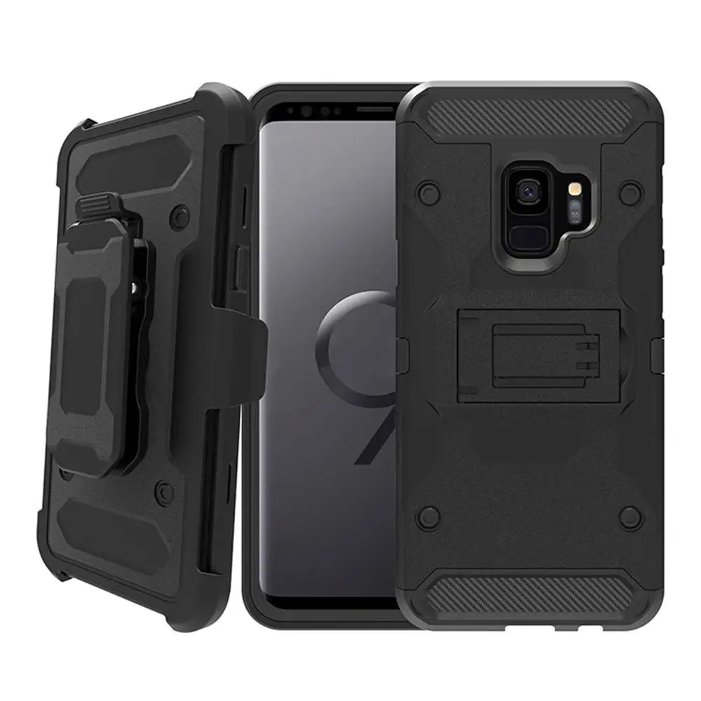 Для Galaxy S9/S9 Plus Прочный противоударный армированный чехол с откидной ножкой и