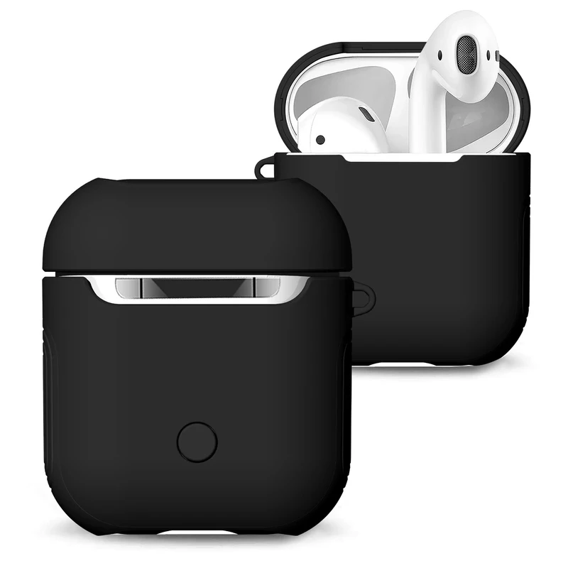 Портативный чехол для наушников, черный, красный, для AirPods, коробка для Air pods, чехол, Funda, поддержка зарядки, силиконовый, Bluetooth, беспроводной