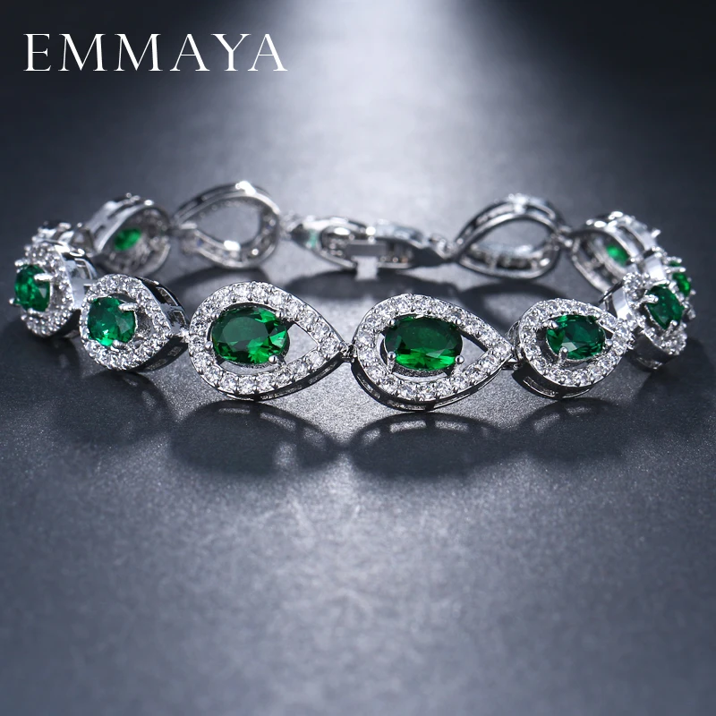 EMMAYA AAA Высокое качество Зеленый хрустальный камень браслеты для женщин модные дешевые женские свадебные украшения