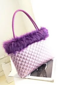 Free shipping 2013 European and American big new winter handbags Quilted PU bag rabbit fur plush manufacturers 10 | Багаж и сумки