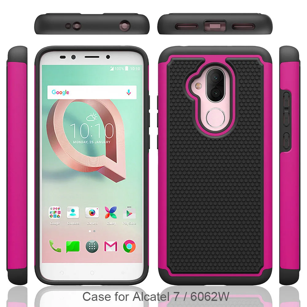 Двухслойный гибридный бронированный чехол для Alcatel 7, ударопрочный мягкий TPU и жесткий PC задняя крышка Фолио / T-Mobile Revvl 2 Plus.
