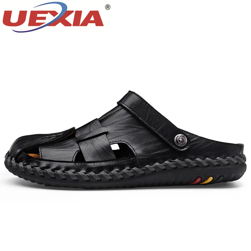 UEXIA 2018 новый жесткий носить летом Для мужчин сандалии высокое качество кожа обувь
