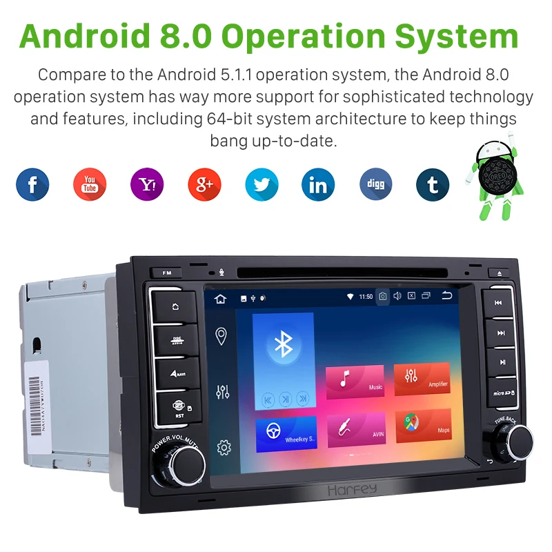Harfey Android 8 0 7 &quot2Din радио автомобиль VW T5 Multivan Touareg Transporter стерео gps Wi-Fi Tochscreen