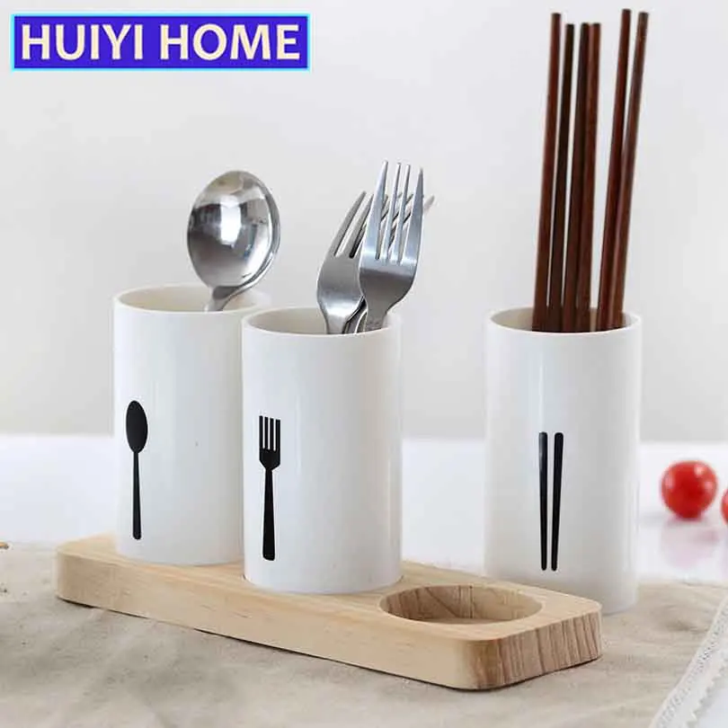 Подставка для ножей деревянные кухонные сливные стеллажи нож вилка ложки