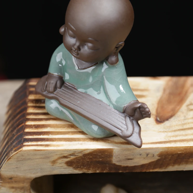 Дзен фиолетовый песок статуи Будды керамические Детские монах керамика чай