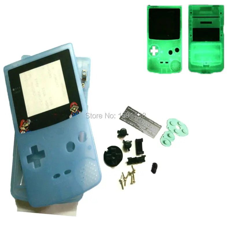 Новинка полный комплект светящийся синий корпус чехол для NintendoGameboyColor сменная