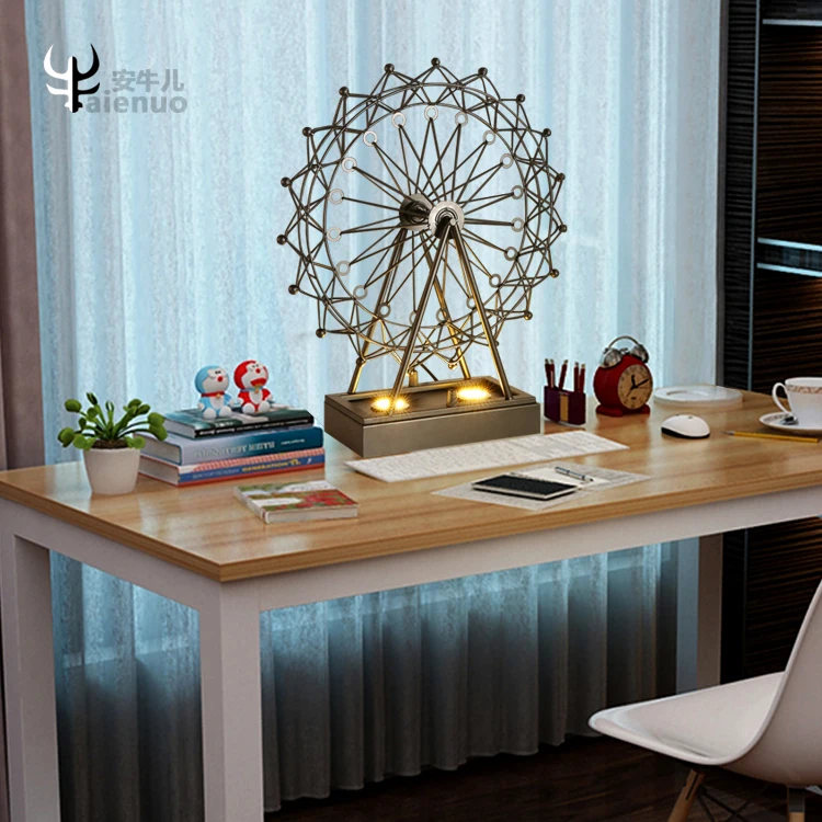 Американский упрощенный колесо обозрения настольная лампа Железный бар спальня