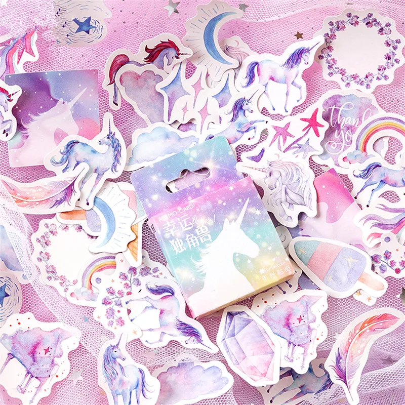 46 шт./упак. DIY Kawaii Мини-наклейки единорог с принтом с кошкой для пишущих принадлежностей наклейки Скрапбукинг для украшения Фотоальбом Дневник