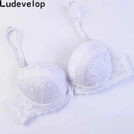 White Сексуальный кружевной бюстгальтер с принтом, пуш-ап, 32-38, женское нижнее белье, бюстгальтер, чашка ABC, нижнее белье, карамельного цвета, Цветочный, нижнее белье, бюстгальтеры для женщин - Цвет: White