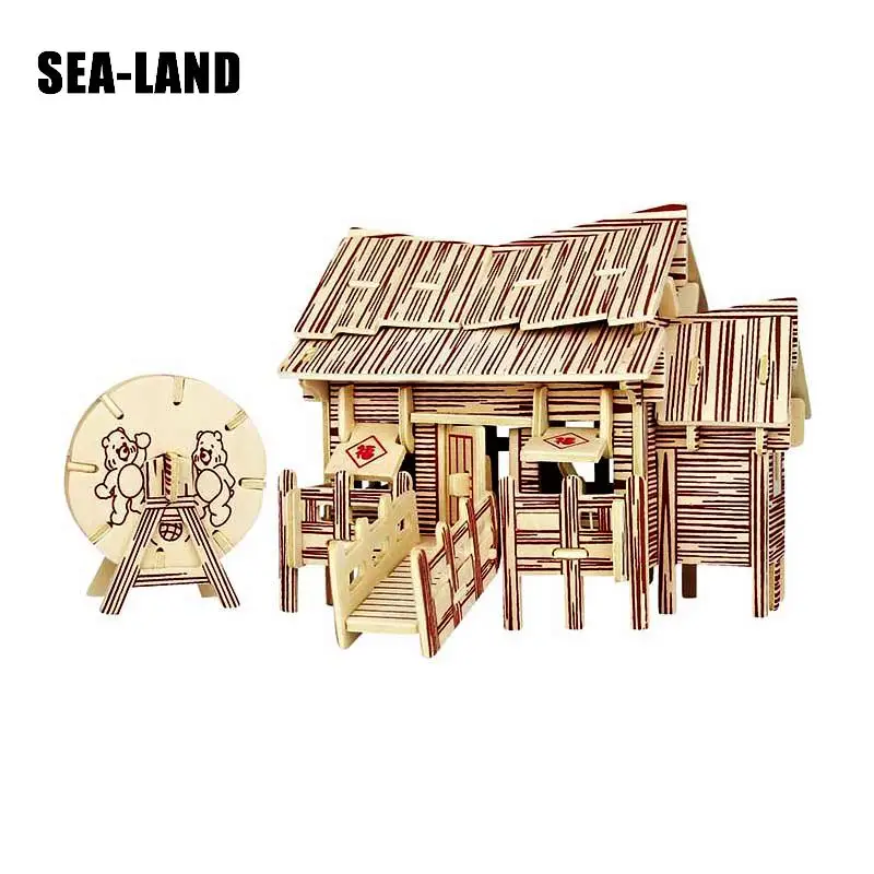 

Kids Toy Of 3D Wooden Puzzle For Children And Adult The Lumberjack Hut Quality Montessori Educationaly Diy Toy As A Family Gift