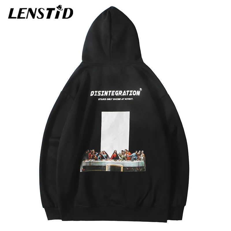 LENSTID/зимние Утепленные флисовые толстовки с принтом Последний Ужин уличная