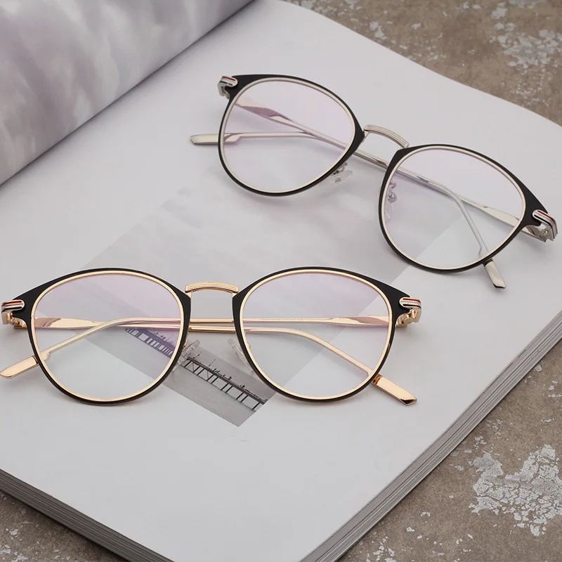 Opticos Mujer реальные круглые оправы очков ксерокопия Сталь листового металла