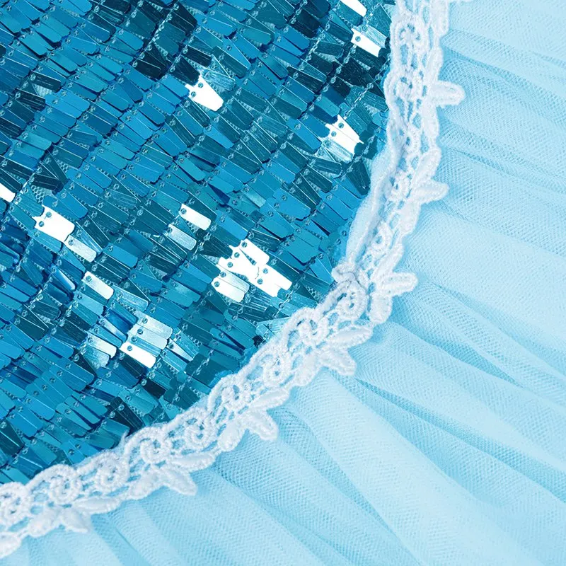 VOGUEON платье Эльзы Одежда для девочек с длинным рукавом блестками Снежная