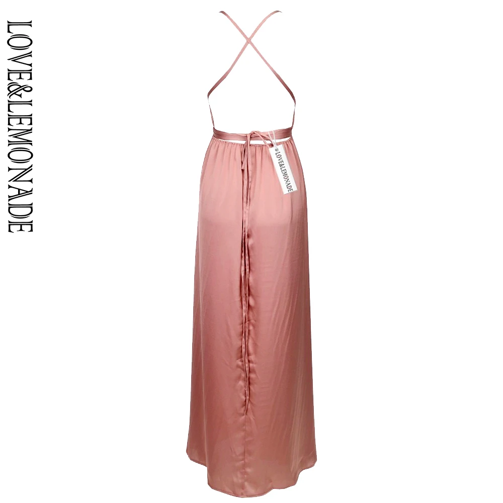 Love & Lemonade Обнаженная v образным вырезом Холтер длинное платье TB 8901|halter maxi dress|maxi