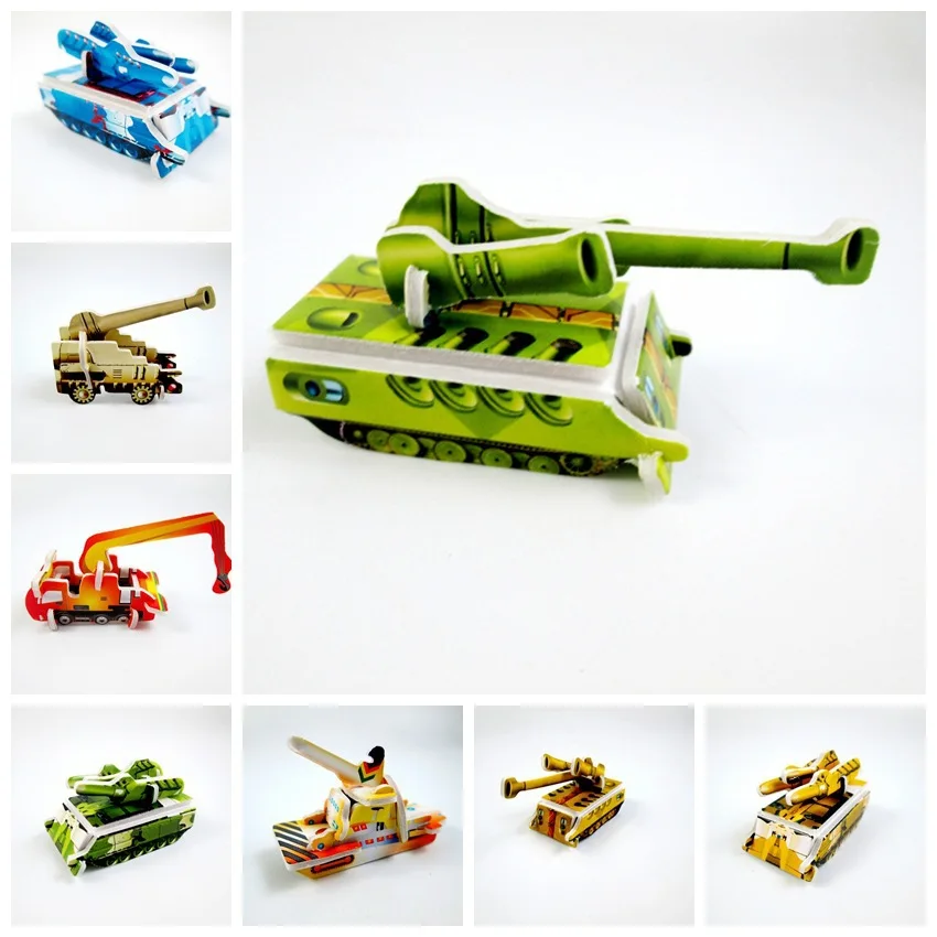 

18pcs 3D DIY Tank chariot Vehicle Puzzle Jigsaw Boy toy Kid Early learning military Environmental Assemble Children Paper Puzzle
