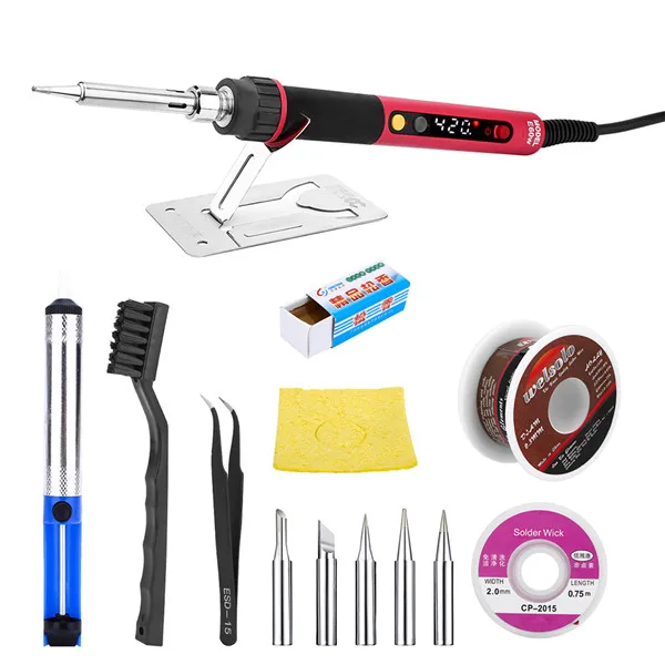 E60WT with KIT CXG E60WT Профессиональный СВЕТОДИОДНЫЙ Цифровой Регулируемый Электрический паяльник 60 Вт постоянная температура паяльная станция E60W - Цвет: E60WT with KIT