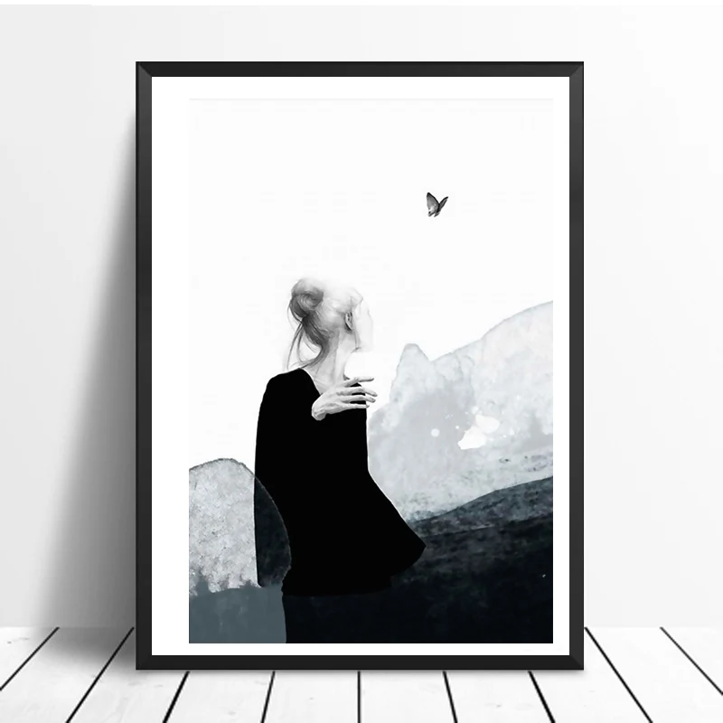 FGHGF Scandinavian Poster Nordic Posters and Prints Wall Art Portrait Canvas Painting Pictures For Living | Дом и сад