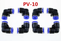 10pcs 10mm pneumatic tube air fitting plastic union elbow l connector pipe hose push in one touch quick joint coupler pv 10