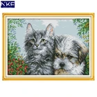NKF набор крестиков для котят и щенков ручная работа рукоделие 11 14ct Набор для вышивки крестиком для домашнего декора