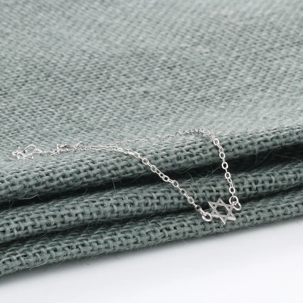 Kinitial Серебряный Дэвид звезды Jewelry пентаграмма очарование Браслеты браслеты для