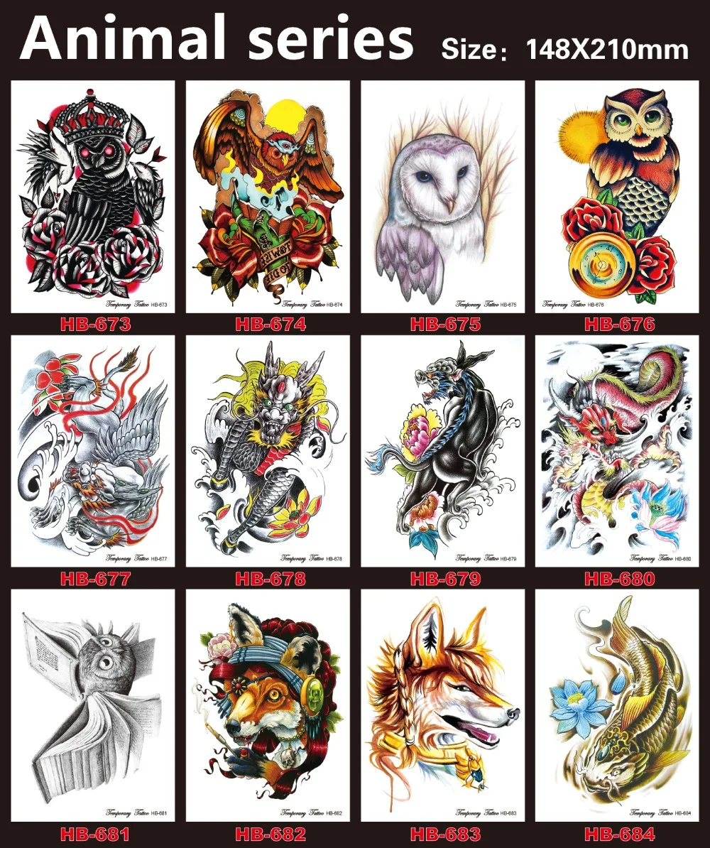 Водостойкая Временная вспышка наклейка для татуировки розовые часы сова